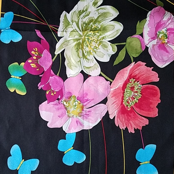 Adrienne Landau Silk Butterfly Floral Scarf - Picture 5 of 10